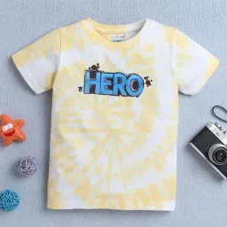Bumzee Yellow Cotton Printed T-Shirt for Boys-picture-29