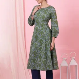 Folksong Green Pure Cotton Printed Kurta image 4