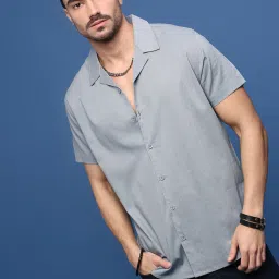 showoffff Showoff Grey Cotton Relaxed Fit Shirt image 1