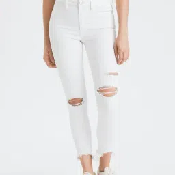 American Eagle Outfitters White Distressed Mid Rise Jeans-picture-15