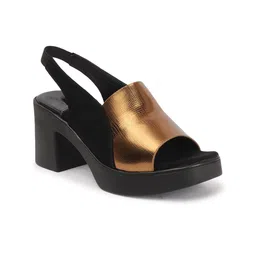 Try Me Women Metallic Block Heel Sandals image 5
