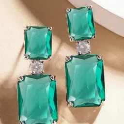 Karatcart Silver Teal Earrings for Women-picture-39