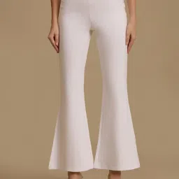 KAZO White Viscose Solid Jeggings image 1