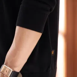 Andamen Black Cotton Solid Regular Fit Pullover image 5