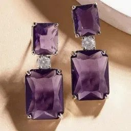 Karatcart Silver Purple Earrings for Women-image-10
