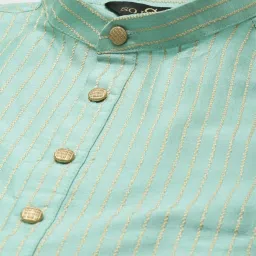 Sojanya Green & Yellow Regular Fit Self Pattern Kurta Set With Jacket image 5