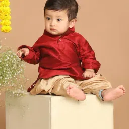 VASTRAMAY SISHU Maroon & Rose Gold Relaxed Fit Kurta Set image 3