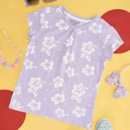 Pantaloons Junior Lilac Floral Print T-Shirt-picture-30