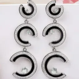 Karatcart Silver Black Earrings for Women-image-36