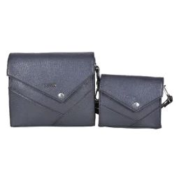 SASSORA Qiu Navy Blue Textured Medium Sling Handbag with Pouch-picture-11