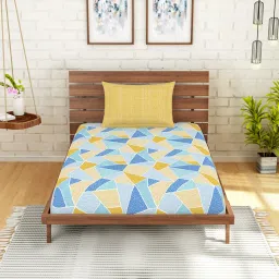Spaces Yellow 144 TC Cotton Single Bed Sheet with Pillow Cover image 1