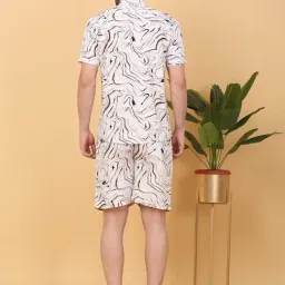 Sweet Dreams White and Brown Regular Fit Print Shorts Set image 2