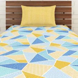 Spaces Yellow 144 TC Cotton Single Bed Sheet with Pillow Cover image 2
