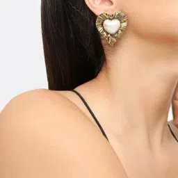 Sohi Gold Plated Designer Stone Casual Stud Earrings image 3