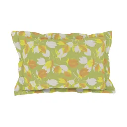 Spaces Green 210 TC Cotton Double Bed Sheet with Pillow Cover image 5