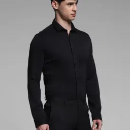 Jack & Jones Jet Black Cotton Slim Fit Shirt image 3