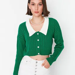 Trendyol Women Green Crop Cardigan-picture-10