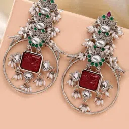Karatcart Silver Red & Green Earrings for Women-image-42