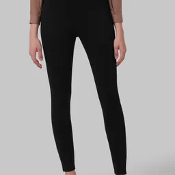 Park Avenue Woman Women Black Solid Slim-Fit Treggings-image-11