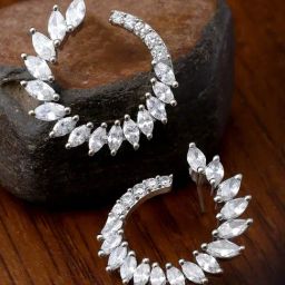 Karatcart Silver-Plated Cubic Zirconia Leaf Design Stud Earrings for Women-picture-32