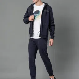 Red Tape Navy Blue Regular Fit Solid Hoodie image 5