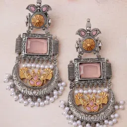 Karatcart Silver Pink Earrings for Women-picture-17