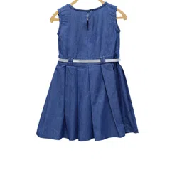 StyleStone Girls Blue Solid Fit and Flare Denim Dress image 2