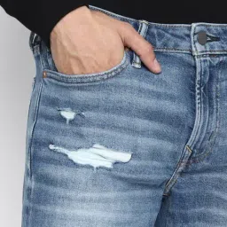 American Eagle Blue Regular Fit Distressed Jeans image 4