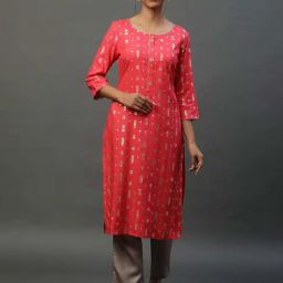 Aurelia Pink Printed Straight Kurta-picture-30
