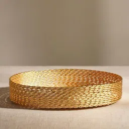 Pure Home and Living Gold Aluminium Textured Decorative Platters-image-41