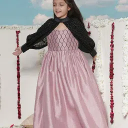 VASTRAMAY Girls Pink & Black Embroidery Full Sleeves Dresses-picture-14