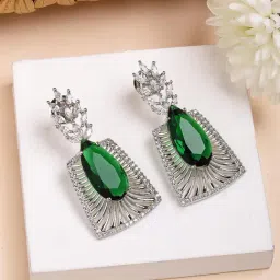 Karatcart Silver Green Earrings for Women-image-64