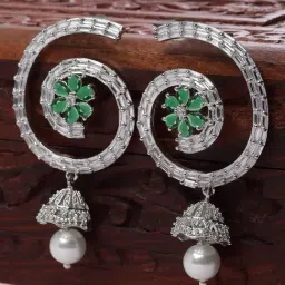 Karatcart Silver Green Earrings for Women-picture-10