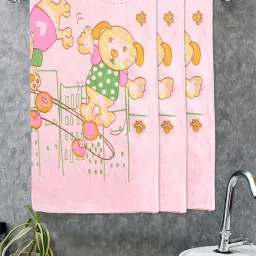 FABINALIV Pink Cartoon Design Cotton Kids Bath Towels (Pack of 3)-image-54