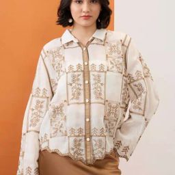 Globus Beige Relaxed Fit Embroidered Shirt-picture-6
