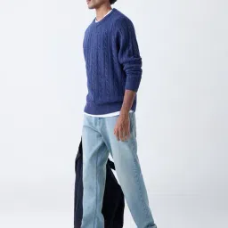 WES Casuals by Westside Navy Cable-Knit Relaxed-Fit Sweater image 3