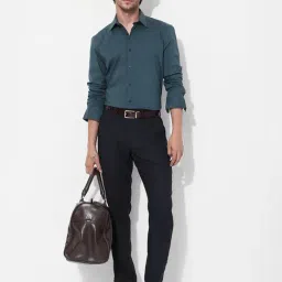 Rare Rabbit Teal Regular Fit Solid Shirt image 5