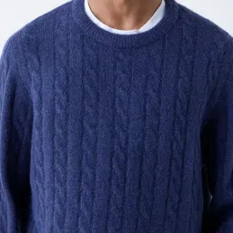 WES Casuals by Westside Navy Cable-Knit Relaxed-Fit Sweater image 4