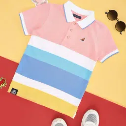 Pantaloons Junior Multicolor Cotton Striped Polo T-Shirt-picture-13