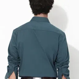 Rare Rabbit Teal Regular Fit Solid Shirt image 2