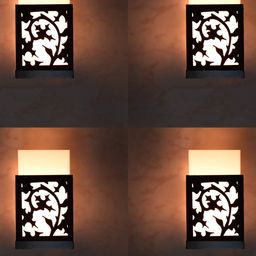 Gojeeva Black 4 Pieces Wood Square Shaped Textured Contemporary Wall Lamp-picture-10
