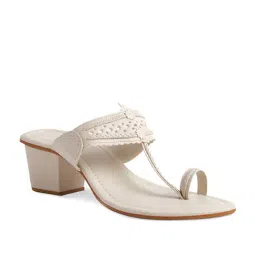 Eridani Women's Liza White Kolhapuri Sandals-picture-13