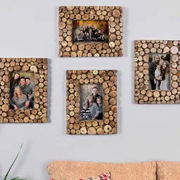 Homesake Set Of 4 Beige Rustic Wooden Logs Collage Photo Frames-image-74