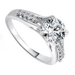 Vighnaharta Set Of 2 Rhodium-Plated CZ-Studded Finger Ring With Rose Box-image-20