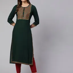 STYLE ANGEL Floral Yoke Design Thread Work Straight Kurta-image-49