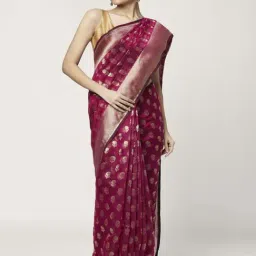 Rangmanch by Pantaloons Red Woven Saree Without Blouse-picture-14