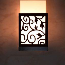 Gojeeva Black & white Textured Wooden Square Shaped Wall Lamp-picture-39