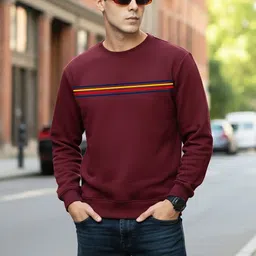 Moda Rapido Men Burgundy Graphic Printed Sweatshirts-picture-31