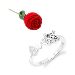Vighnaharta Rhodium-Plated CZ-Stone Studded Love Design Finger Ring With Rose Box-image-8