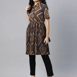 Nayam By Lakshita Modal Shirt Collar Printed Tunic image 2